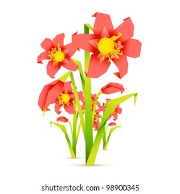 illustration of fresh flower in origami style on abstract background
