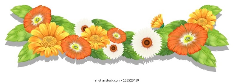 Illustration of the fresh flowers on a white background