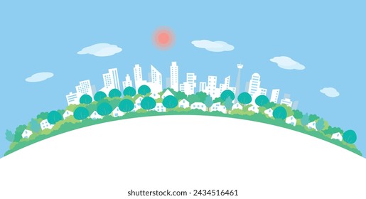 Illustration of a fresh green cityscape. Vector illustration of background.
