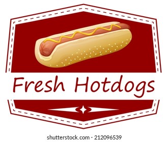 Illustration of a fresh hotdog label on a white background