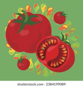 The illustration of fresh and juicy tomato