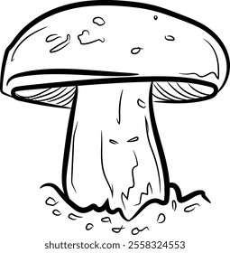 Illustration of Fresh Porcini Mushroom (Boletus Edulis), a Nutritious Wild Mushroom Isolated on a Transparent Background for Culinary and Animal Feed Graphic Use	