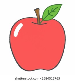 Illustration of a Fresh Red Apple, Great for Health, Education, and FoodThemed Graphics A fresh and shiny red apple, radiating health and vitality, great for food and educational themes