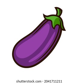 Illustration of fresh ripe eggplant. Autumn harvest of vegetables. Food item for farms, markets and shops.