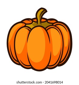 Illustration of fresh ripe pumpkin. Autumn harvest of vegetables. Food item for farms, markets and shops.