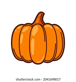 Illustration of fresh ripe pumpkin. Autumn harvest of vegetables. Food item for farms, markets and shops.