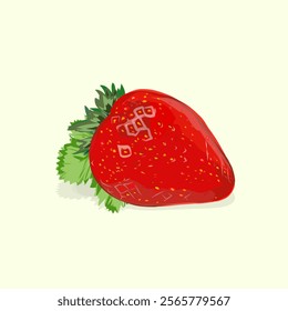 illustration of fresh ripe strawberries on bright green background