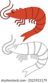 illustration of a fresh shrimp icon in vector 