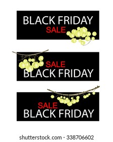 Illustration of Fresh Star Gooseberry on Black Friday Shopping Banner for Start Christmas Shopping Season.