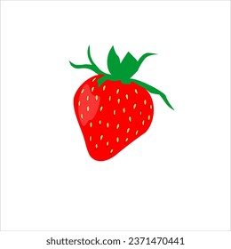 Illustration of fresh strawberries on a white background. The strawberries have a distinctive bright red color, with small seeds that are clearly visible on the surface.