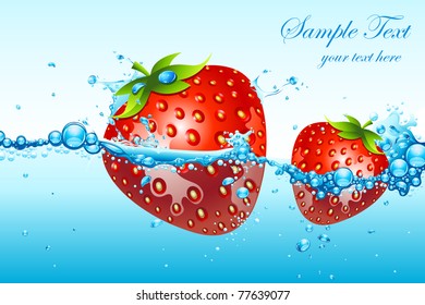 illustration of fresh strawberries in splash of water