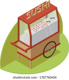 Illustration of fresh sushi stall