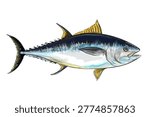 illustration of a fresh tuna fish without background