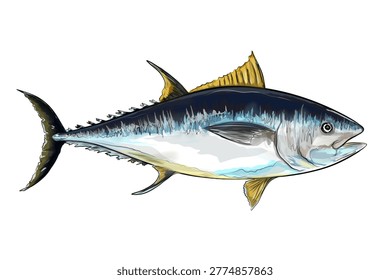 illustration of a fresh tuna fish without background