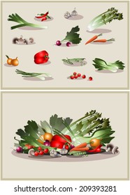 Illustration fresh vegetables. Icon.