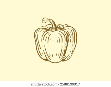 Illustration of an Fresh Vegetables Paprika Handdrawn