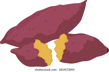 Illustration of fresh vegetables (roasted sweet potato)