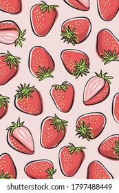 Illustration fresh vitamin C strawberry vector background wallpaper