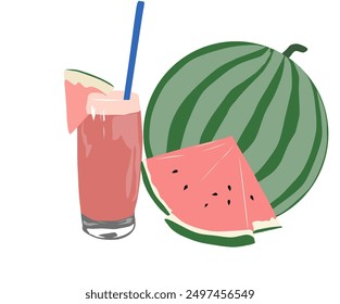 Illustration of a fresh watermelon juice drink. Good for promotion logos etc. 