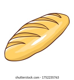 Illustration of freshly baked bread. Bakery shop item.