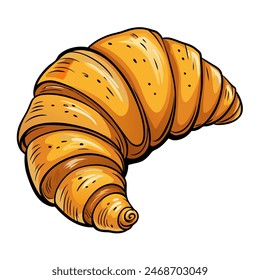 Ilustración de un croissant recién horneado, un delicioso pastel perfecto para el desayuno o un aperitivo