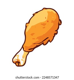 illustration of a fried chicken drumstick, fried chicken fast food menu object.