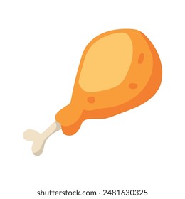 illustration of a fried chicken drumstick, fried chicken fast food menu object.