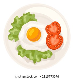 Illustration of fried chicken egg on plate. Images for gastronomy and food industries.