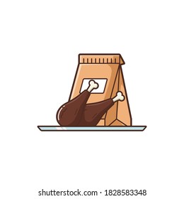 Illustration of Fried Chicken and Paper Bag Take Away Menu, Cartoon Isolated - Foods and Drinks Vector Illustration Design.