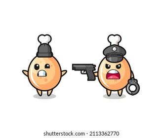 ilustración del ladrón de pollo frito con las manos arriba pose pillada por la policía, diseño de estilo lindo para camiseta, pegatina, elemento logo