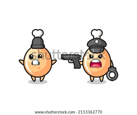 illustration of fried chicken robber with hands up pose caught by police , cute style design for t shirt, sticker, logo element