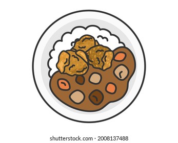 Illustration of fried curry rice.