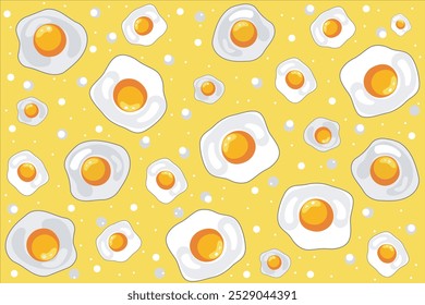 Ilustración de huevo frito dibujado a mano con círculo blanco sobre fondo amarillo.