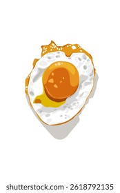 Illustration of fried egg issolated on white. Breakfast Food illustration