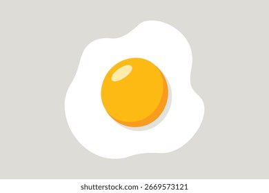 Ilustração de ovo frito no fundo claro no design de estilo plano