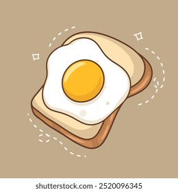  Illustration of a fried egg on toast. Vector illustration in cartoon style.