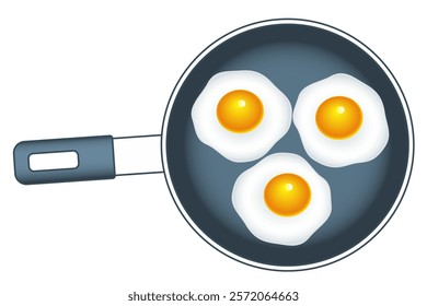 Illustration of fried eggs in a frying pan 
