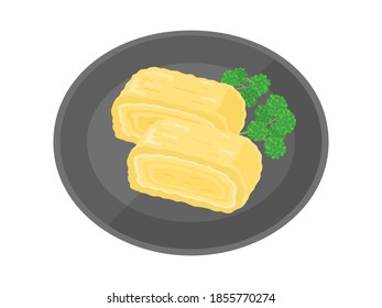 Illustration of fried eggs on a plate.