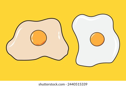 ilustración de huevos fritos sobre fondo amarillo, eps10