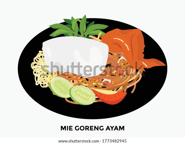 Illustration Fried Food Noodles That Popular Stock Vector (Royalty Free ...