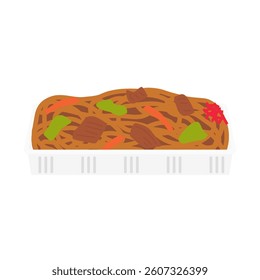 Illustration of fried noodles from a food stall