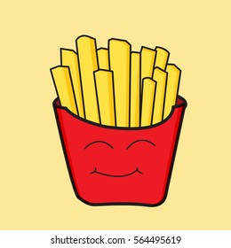 Illustration of fried potato cartoon