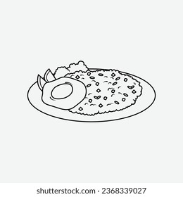 The Illustration of Fried Rice Line Art