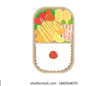 Illustration of fried white fish lunch.