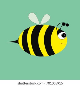 Illustration of friendly bee flying and smiling. Vector illustration