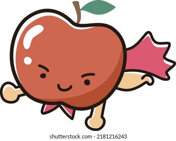 Illustration of a friendly character of an apple