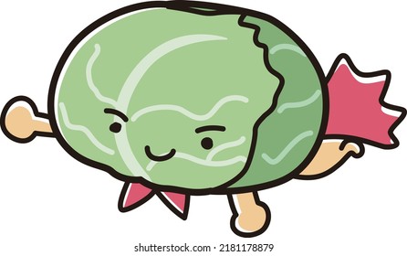 Illustration of a friendly character of cabbage