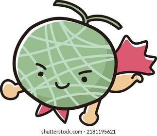 Ilustración de un carácter amistoso del melón
