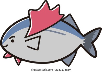 Illustration of a friendly character of pacific saury
