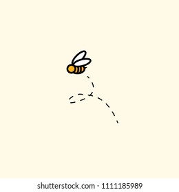 Illustration of a Friendly Cute Bee Flying and Smiling